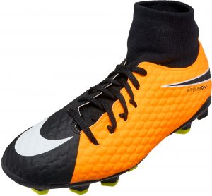 Nike Kids Hypervenom Phelon III DF FG Soccer Cleats - Laser Orange & Black  - Soccer Master