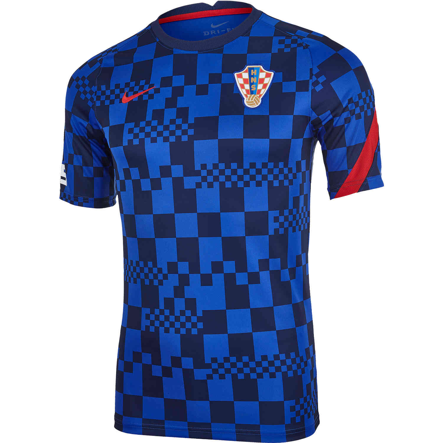 Mens Croatia Pre-Match Top - Bright Blue & University Red - Soccer Master