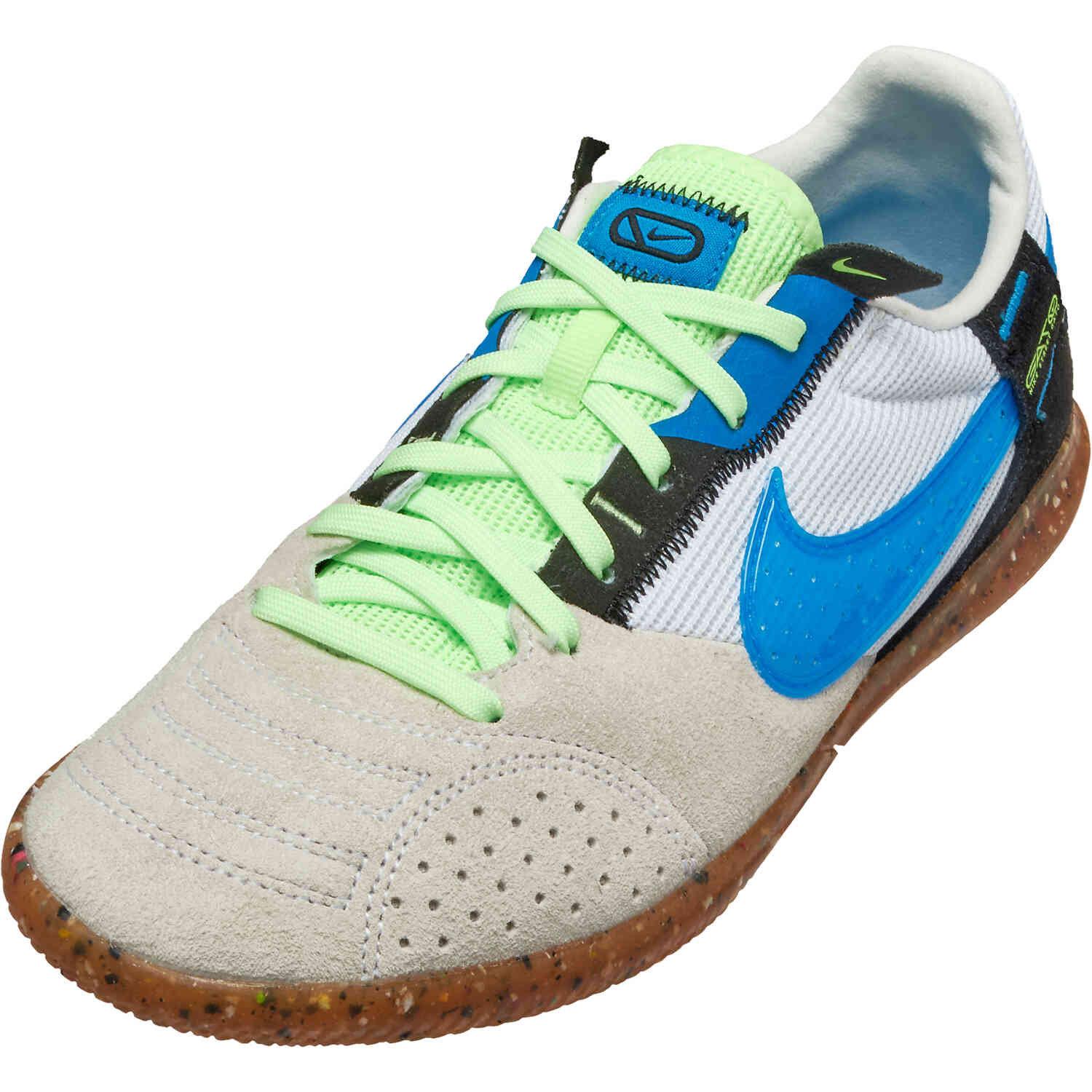 Kids Nike Streetgato IC Indoor Soccer Shoes - White, Light Photo Blue,  Black & Lime Glow - Soccer Master