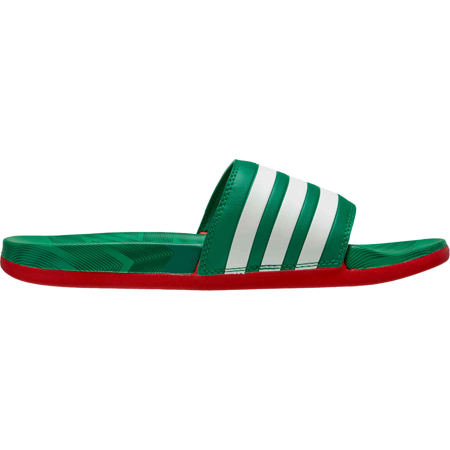 adidas Mexico Adilette Comfort & Master Soccer Slides White - Scarlet - Vivid Green